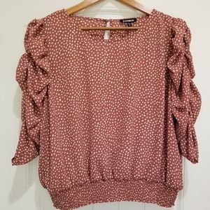 Express ruched puff sleeve blouse